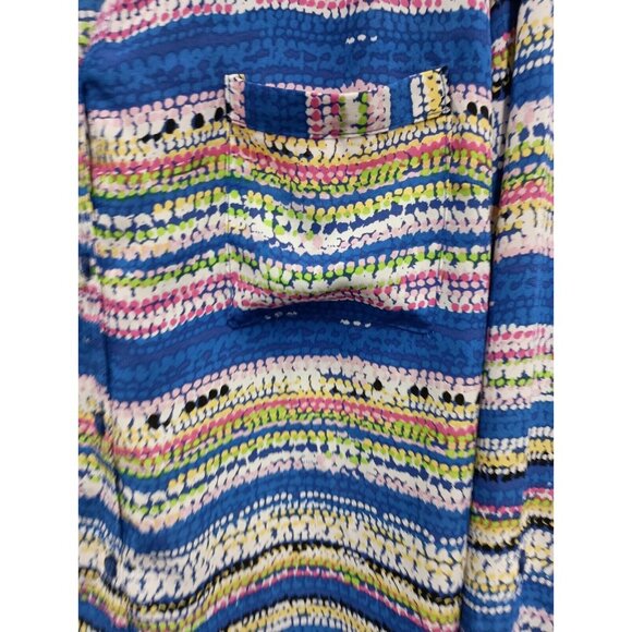 Relativity Womens Blouse Top XL Colorful Rainbow Striped Long Sleeve BOHO - Picture 3 of 8